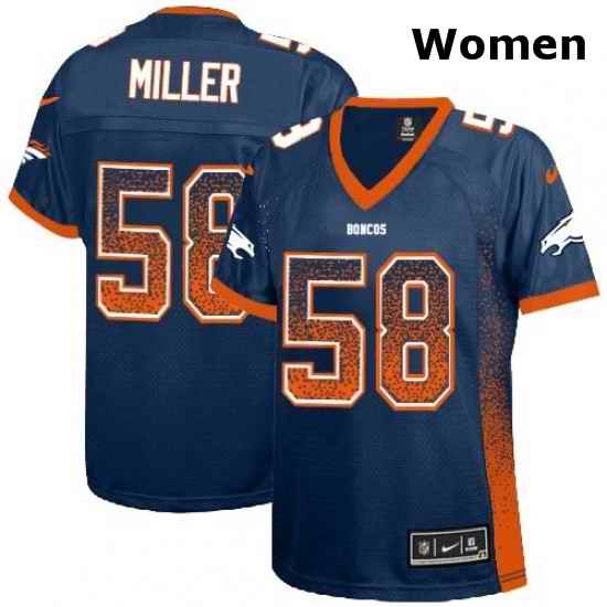 Womens Nike Denver Broncos 58 Von Miller Elite Navy Blue Drift Fashion NFL Jersey